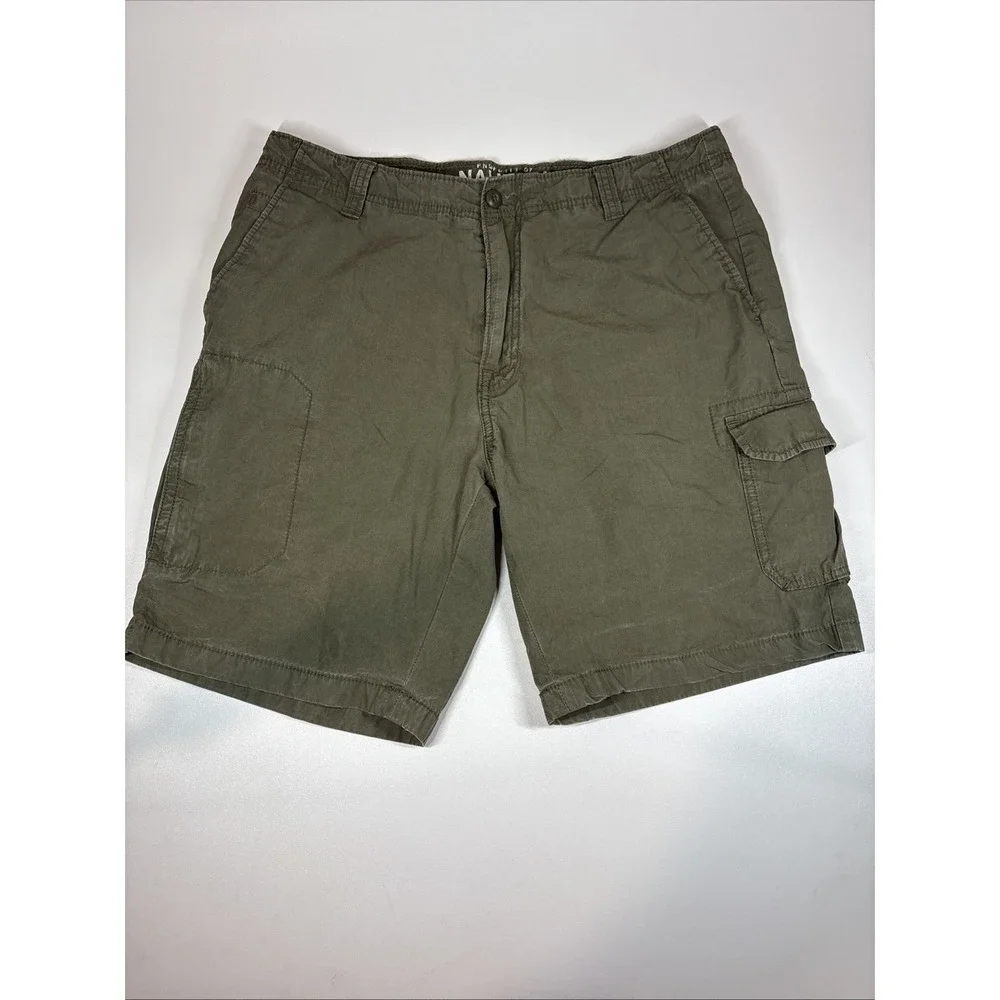 Nautica Cargo Shorts Relaxed Fit Utility Outdoor Casual Army Green 34 100%Cotton